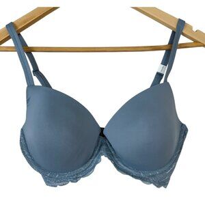 Calvin Klein NEW 34D Sensual Stretch Lace Lift Demi Bra QF8122 Underwire Blue